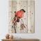 Designart - Red Bullfinch Bird On A Branch - Traditional Print on Natural Pine Wood
